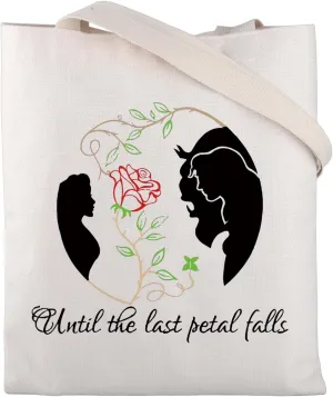 CMINM Beauty Movie Inspired Gifts Until the Last Petal Falls Tote Bag Princess Belle Lovers Gifts Fairy Tales Gifts for Fans