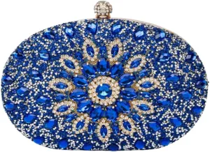 Colette Clutch Bag for Women - Stylish Diamond Evening Clutch Bag for Brides - Made of Premium Vegan & Cruelty-free Polyester for Wedding, Proms and Parties - Blue