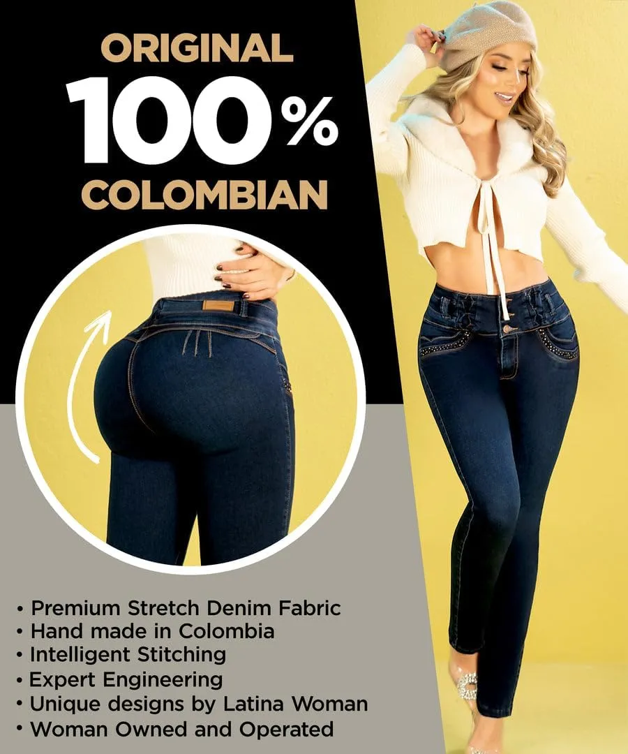 Colombianos Levanta Cola Butt Lifting Jeans for Women - Straight Blue