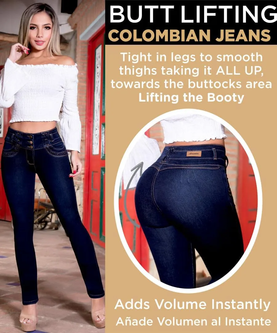 Colombianos Levanta Cola Butt Lifting Jeans for Women - Straight Blue