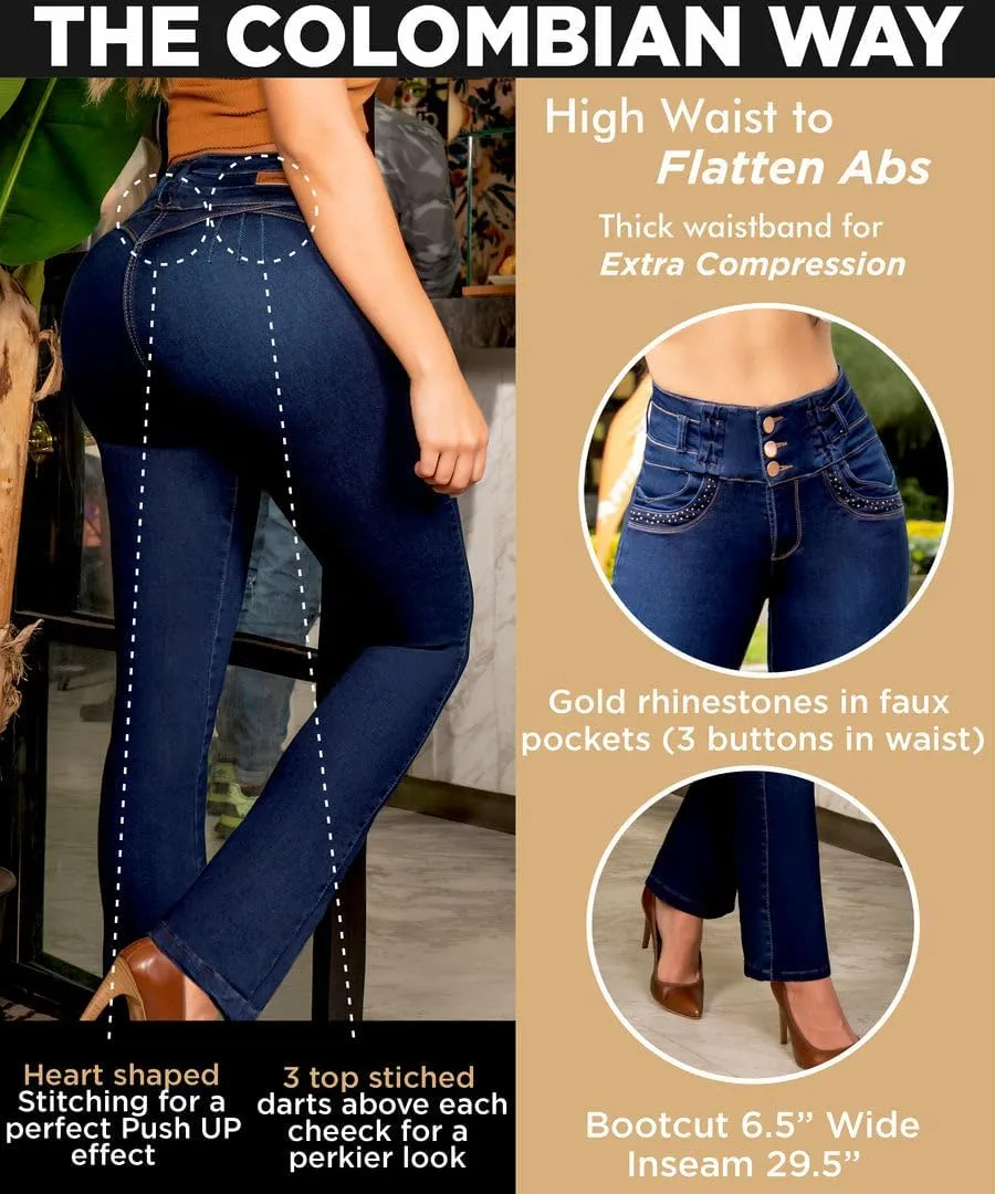 Colombianos Levanta Cola Butt Lifting Jeans for Women - Straight Blue