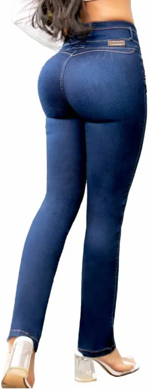 Colombianos Levanta Cola Butt Lifting Jeans for Women - Straight Blue