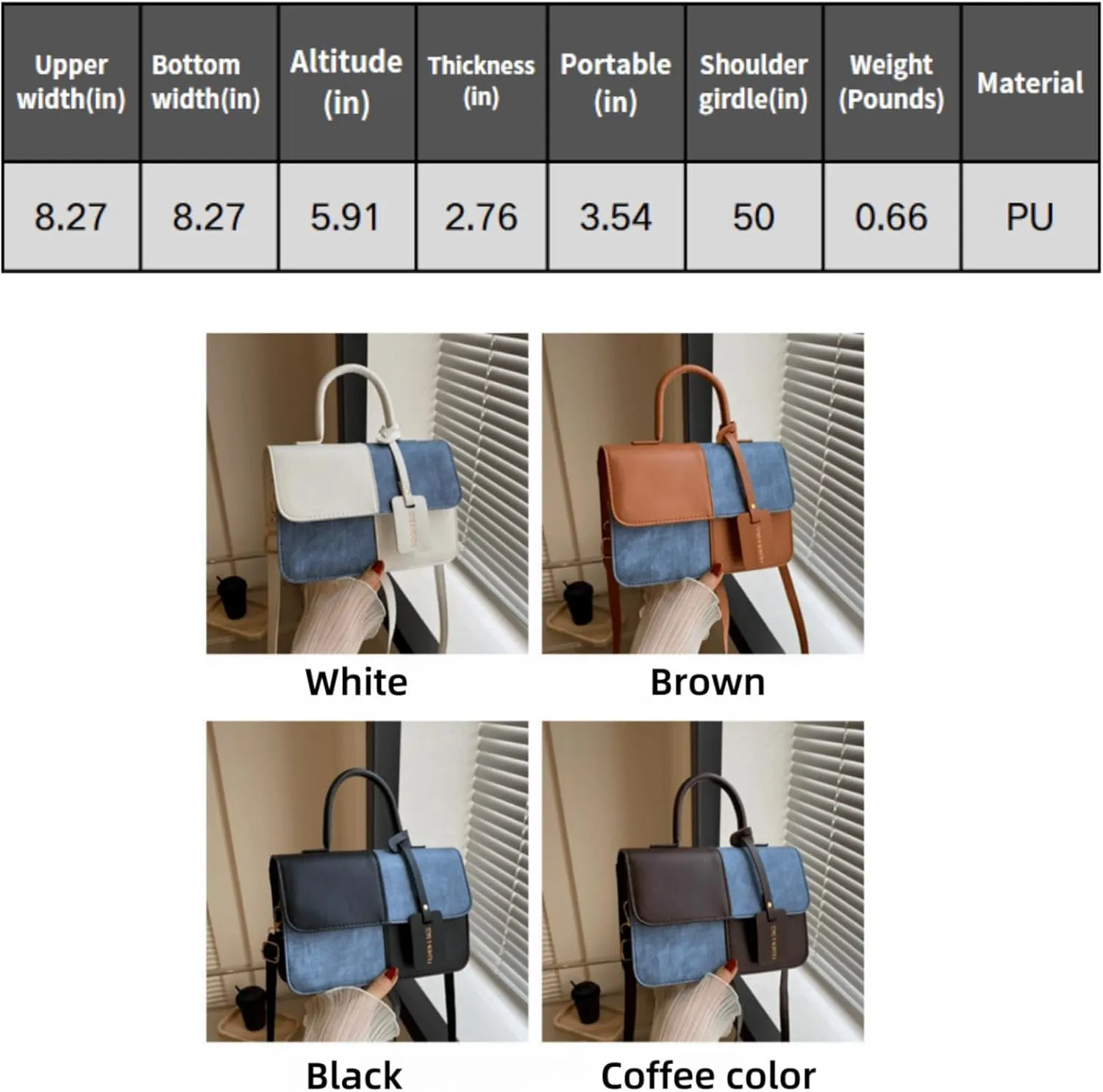Color-Block Crossbody Bags for Women, Pu Cross Body Purses Cute Designer Handbags Shoulder Bag Medium Size