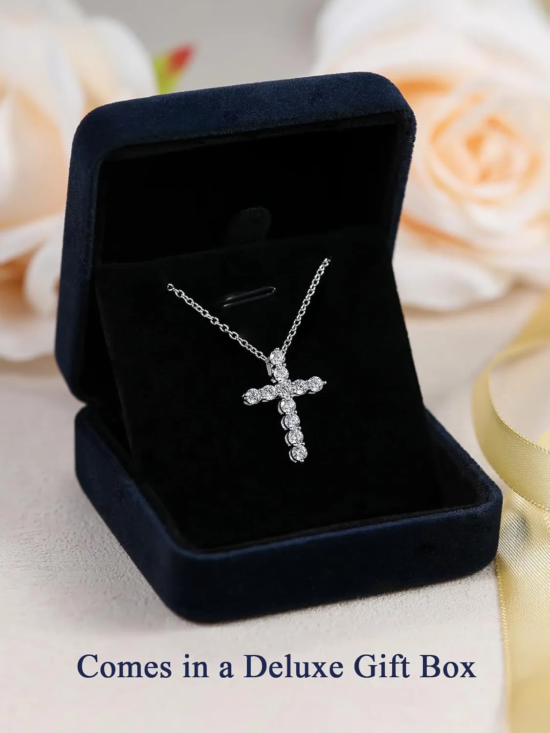 Color-D VVS1 Clarity 1.10/3.30 Carat Moissanite Cross Pendant Necklace for Women Men, Solid 925 Sterling Silver Chain Pendant, 16"/18"/20" Adjustable, Wedding Anniversary Christmas Jewelry