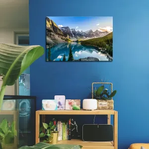 Colorado Wall Art Snow Mountain and Moraine Lake National Park Landscape Modern Artwork Painting Print On Canvas Framed Picture for Living Room Home Decoration