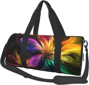 Colored flower Printed Sports Gym Bag for Men Women Foldable Duffel Bag Carry On Weekender Bag for Travel Sports