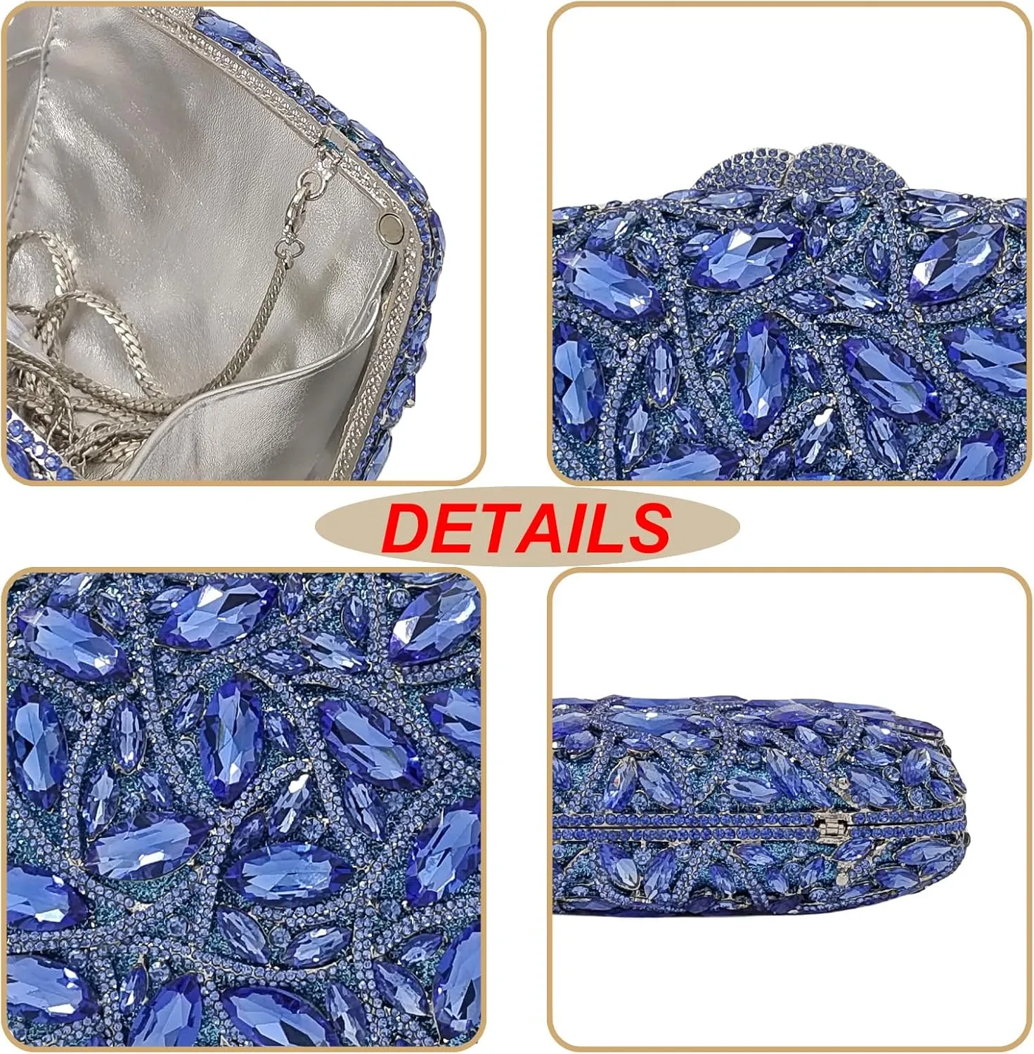 Colorful Crystal Clutch Box Handbag Women Sparkling Evening Bags for Wedding Party Prom Purse