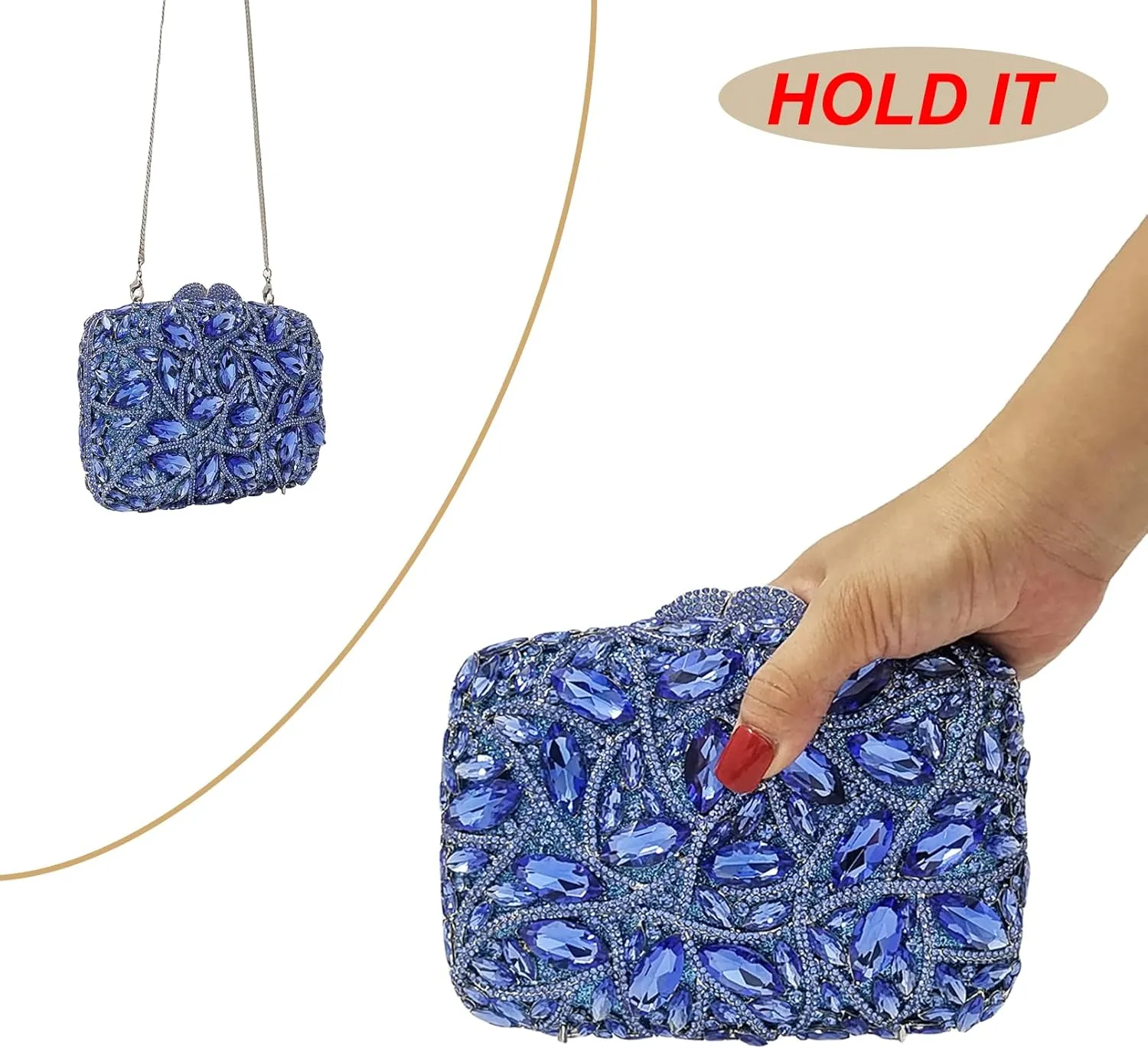 Colorful Crystal Clutch Box Handbag Women Sparkling Evening Bags for Wedding Party Prom Purse