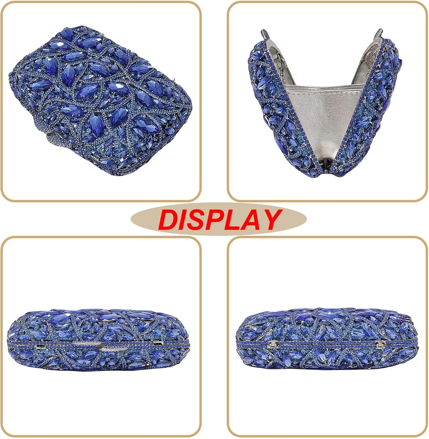 Colorful Crystal Clutch Box Handbag Women Sparkling Evening Bags for Wedding Party Prom Purse