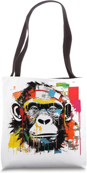 Colorful Primate Artistic Portrait Design Tote Bag