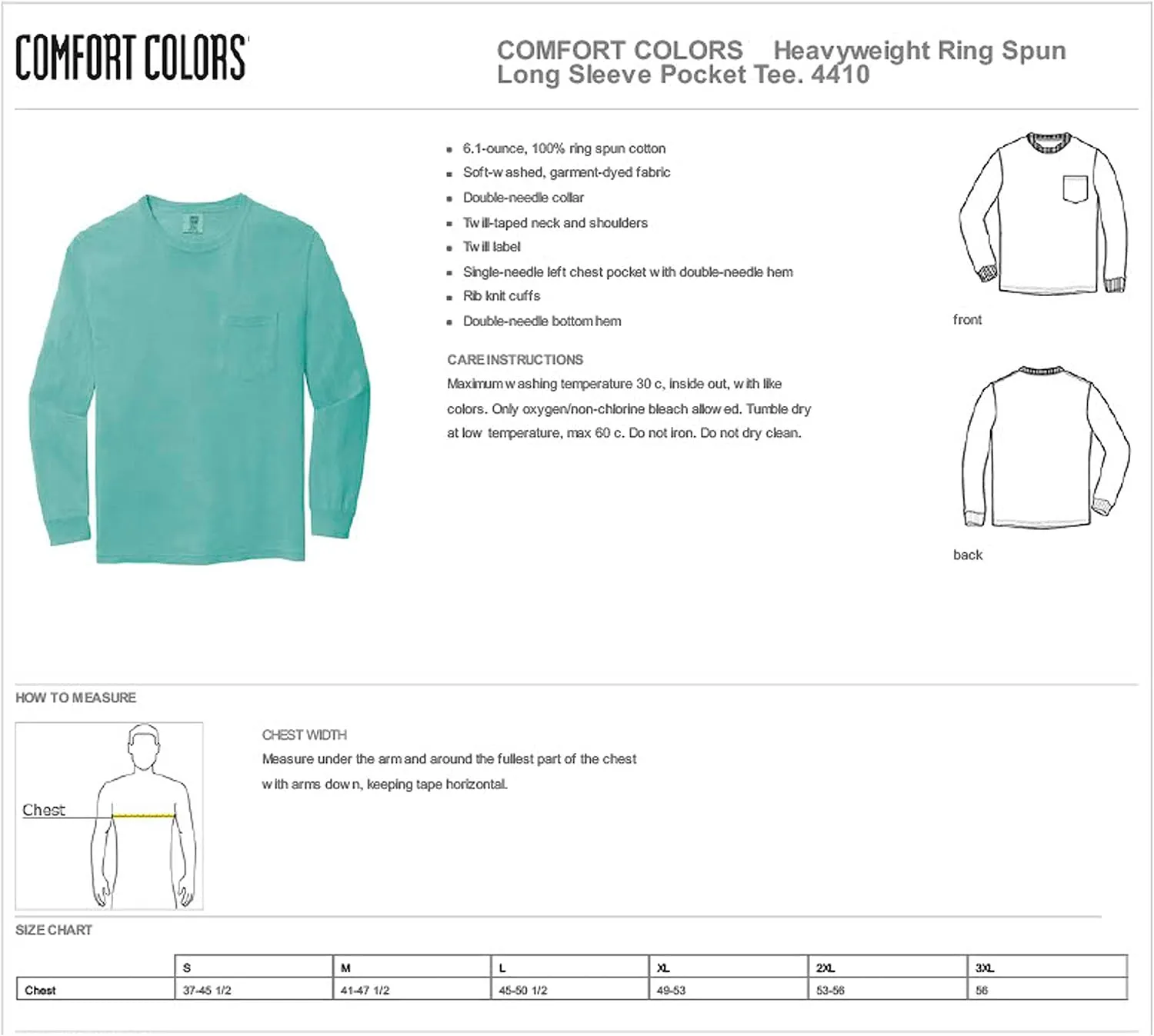 Comfort color Men's C4410 Heavyweight Long Sleeve Pocket T-Shirt