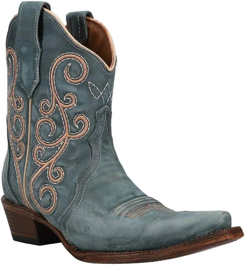 Corral Boots Womens Ld Distressed Triad Snip Toe Casual Boots Ankle Mid Heel 2-3" - Blue