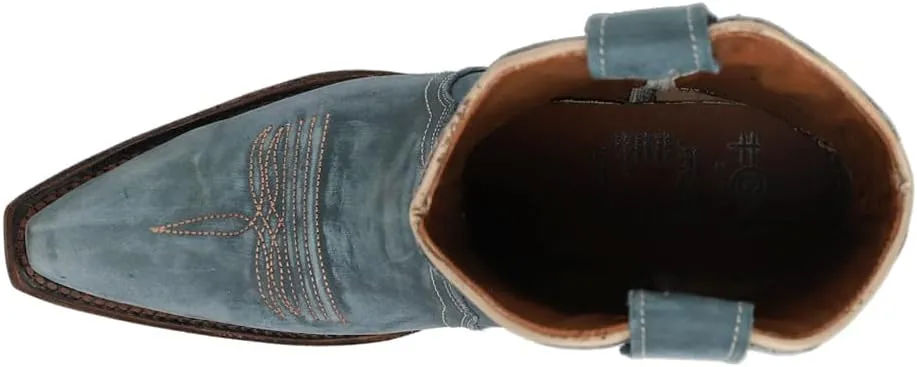 Corral Boots Womens Ld Distressed Triad Snip Toe Casual Boots Ankle Mid Heel 2-3" - Blue