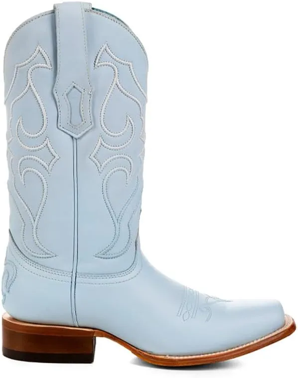 CORRAL LADIE'S BABY BLUE EMBROIDERY SQ. TOE, LEATHER SOLE, COWHIDE LEATHER, WESTERN BOOT, Z5259