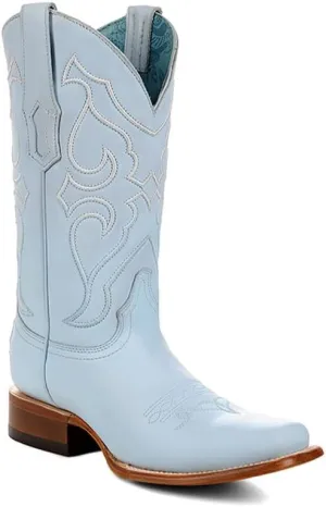 CORRAL LADIE'S BABY BLUE EMBROIDERY SQ. TOE, LEATHER SOLE, COWHIDE LEATHER, WESTERN BOOT, Z5259