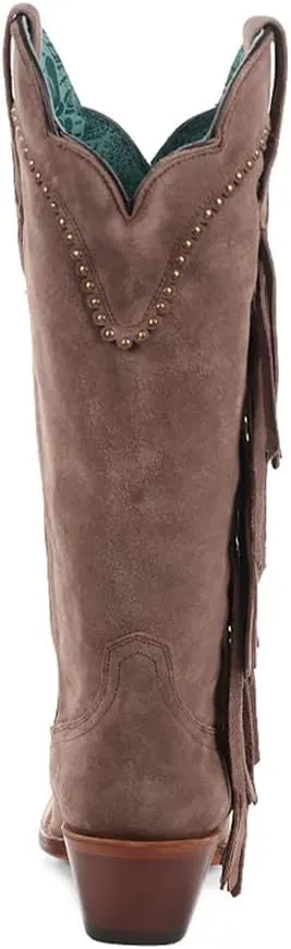 CORRAL LADIE'S BROWN EMBROIDERY & STUDS & FRINGES, LEATHER SOLE, COWHIDE LEATHER, WESTERN BOOT, B5028