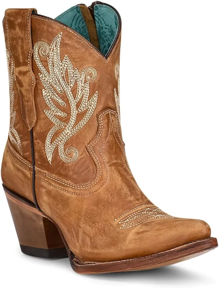 CORRAL LADIE'S GOLDEN EMBROIDERY ANKLE BOOT, LEATHER SOLE, URBAN A4218