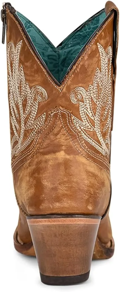 CORRAL LADIE'S GOLDEN EMBROIDERY ANKLE BOOT, LEATHER SOLE, URBAN A4218