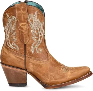 CORRAL LADIE'S GOLDEN EMBROIDERY ANKLE BOOT, LEATHER SOLE, URBAN A4218