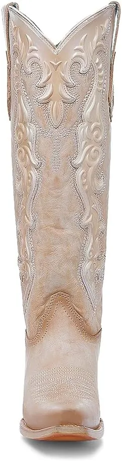 CORRAL LADIE'S SAND/PEARL IRIDESCENT RUBBER APPLICATION & EMBROIDERY TALL TOP, LEATHER SOLE, COWHIDE LEATHER, WESTERN BOOT, A4739