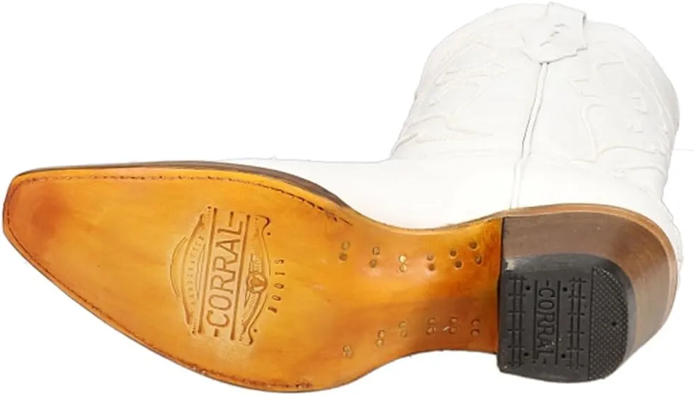 CORRAL LADIE'S WHITE EMBROIDERY, SNIP TOE, LEATHER SOLE, WESTERN, Z5046