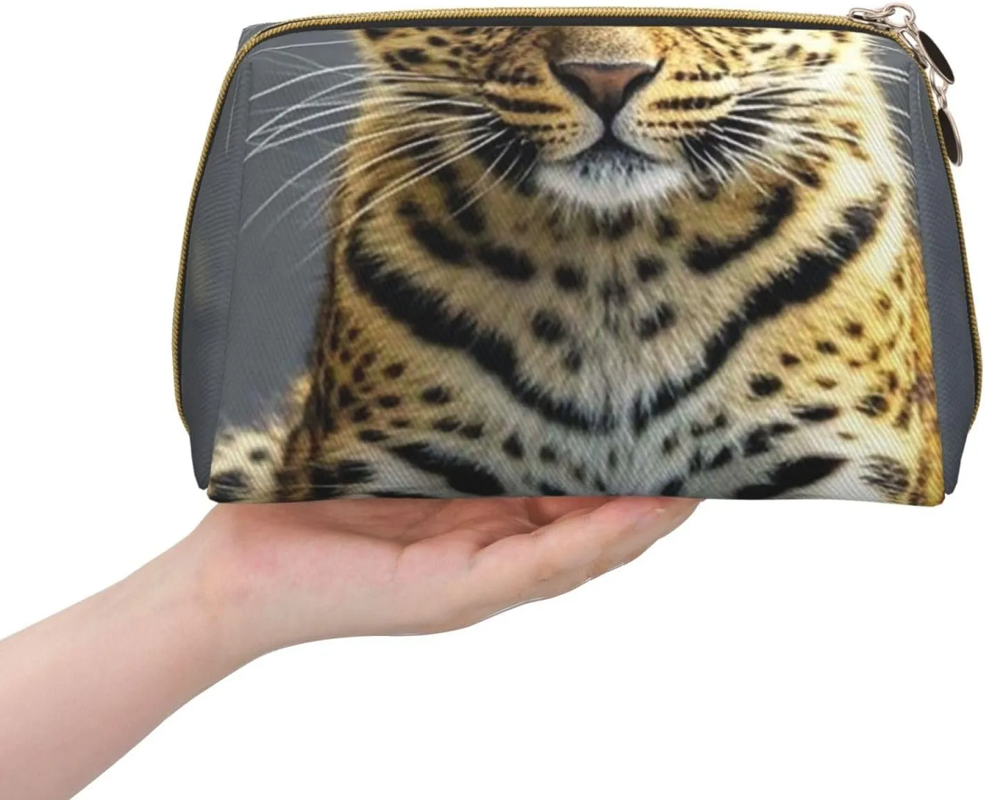 Cosmetic Bag Travel Makeup Bag Waterproof Toiletry Pouch Portable Wide Open Pouch Cute Otter Makeup Organizer Case Large Capacity Zipper Pouch Toiletry Bag for Women, Cute Leopard, One Size