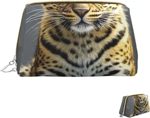 Cosmetic Bag Travel Makeup Bag Waterproof Toiletry Pouch Portable Wide Open Pouch Cute Otter Makeup Organizer Case Large Capacity Zipper Pouch Toiletry Bag for Women, Cute Leopard, One Size