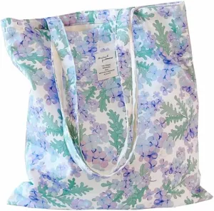 Cotton Canvas Tote Bag Reusable Soft Grocery Cloth Bag Floral Shoulder Bag for Beach Travel Shopping