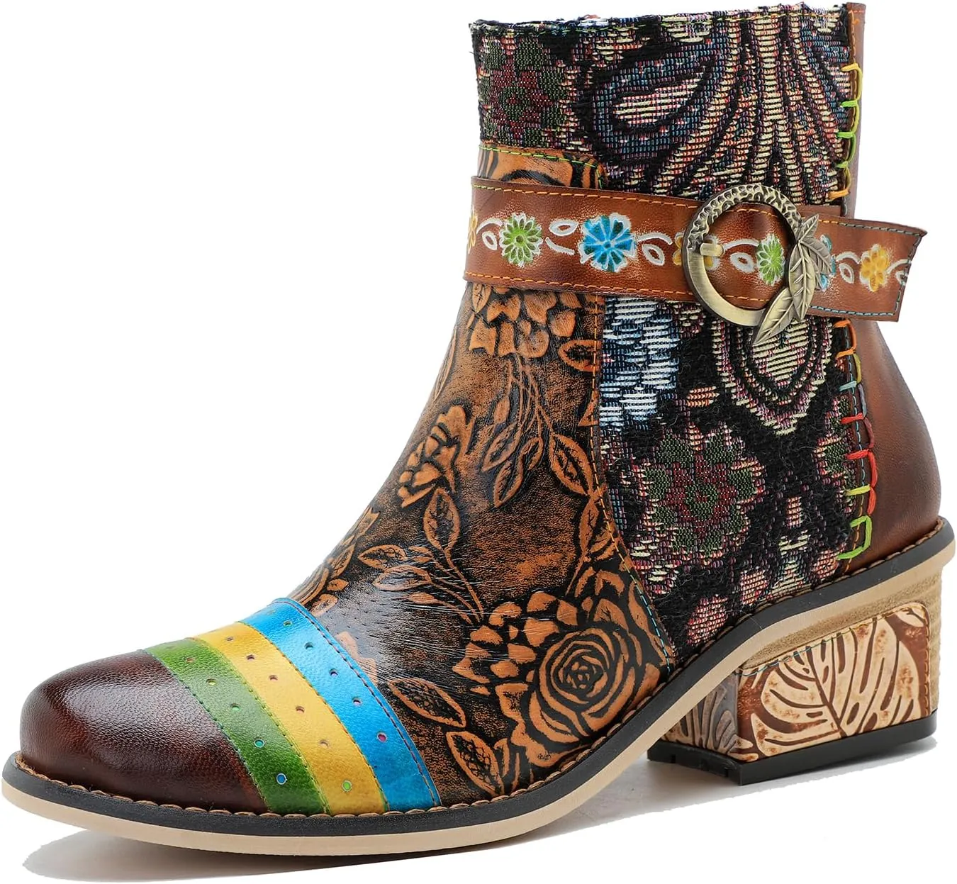 Cowboy Boots For Women Handmade Leather Retro Lambskin Chinesestyle embroidery Colorful Boots Womens Booties