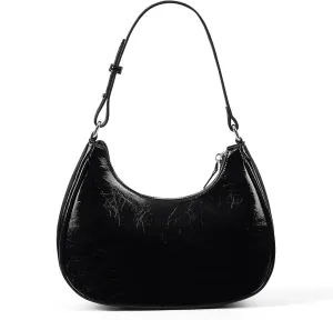 Crescent Shoulder Bag Purse for Women Red Bag Faux Leather Hobo Handbag Solid Color Half Moon Crossbody Purse