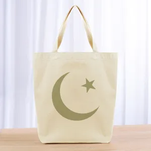 Cresent and Star Islam Tote Bag - khaki