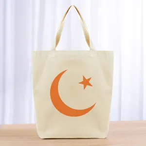 Cresent and Star Islam Tote Bag - orange