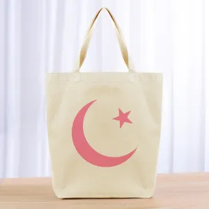 Cresent and Star Islam Tote Bag - pink