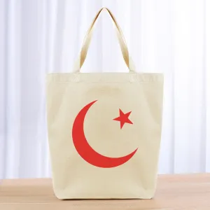 Cresent and Star Islam Tote Bag - red