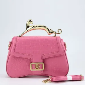 Croc Embossed Patent Tiger Handle Satchel Bag #22