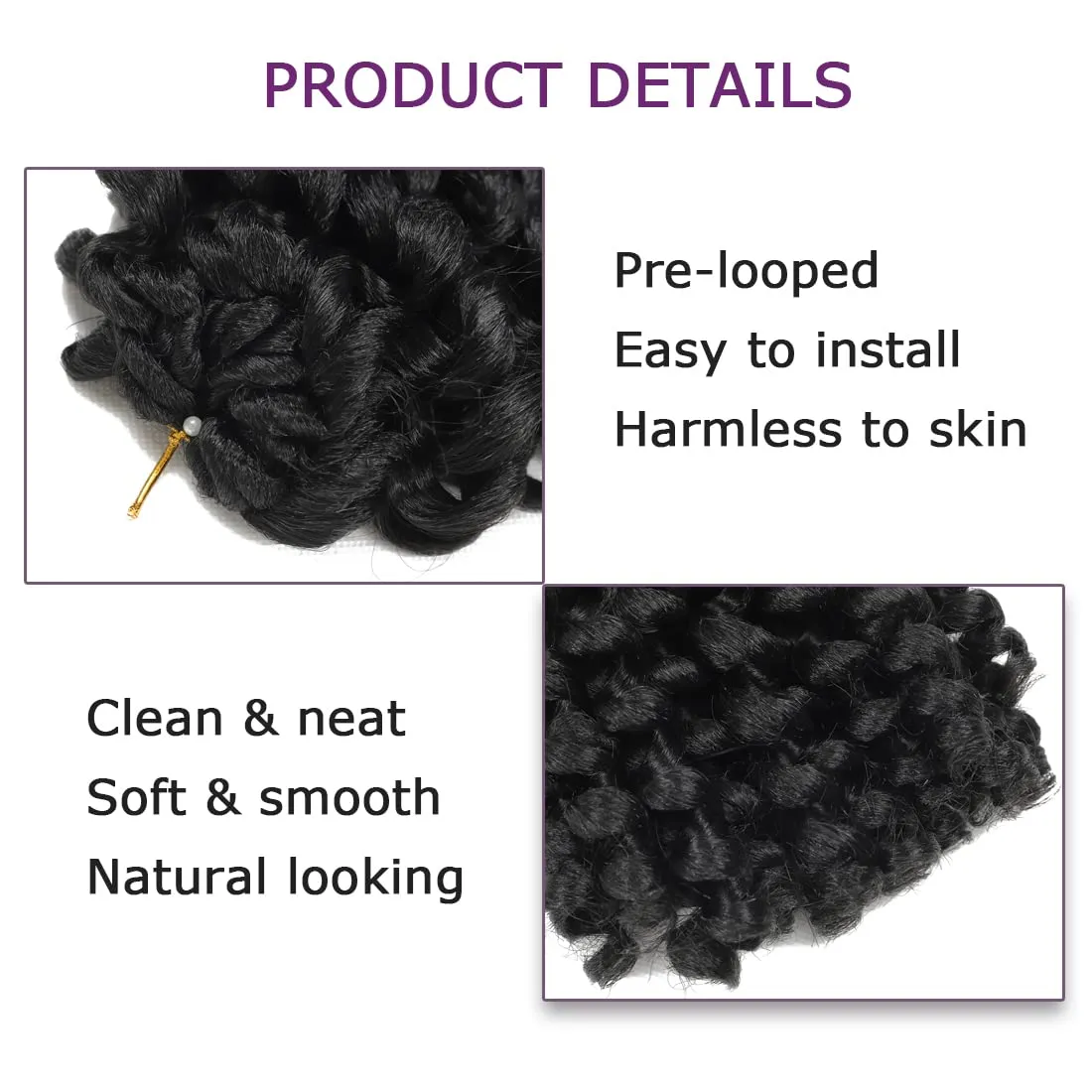 Crochet Braids Hair 8 Inch Jamaican Bounce Wand Curl Crochet Hair Curly Bounce Crochet Braids Hair Extension Twist Crochet Hair(5 PCS, 1B)