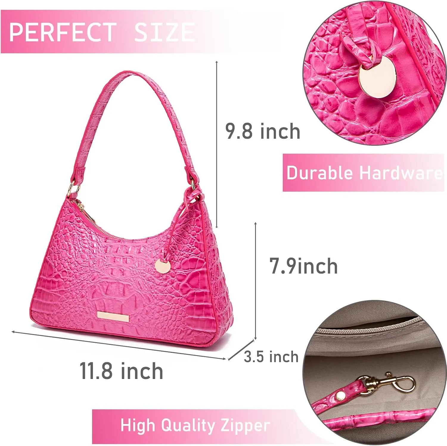crocodile-embossed Hobo Purse for Women Large Shoulder Purses and Handbags Tote Bags