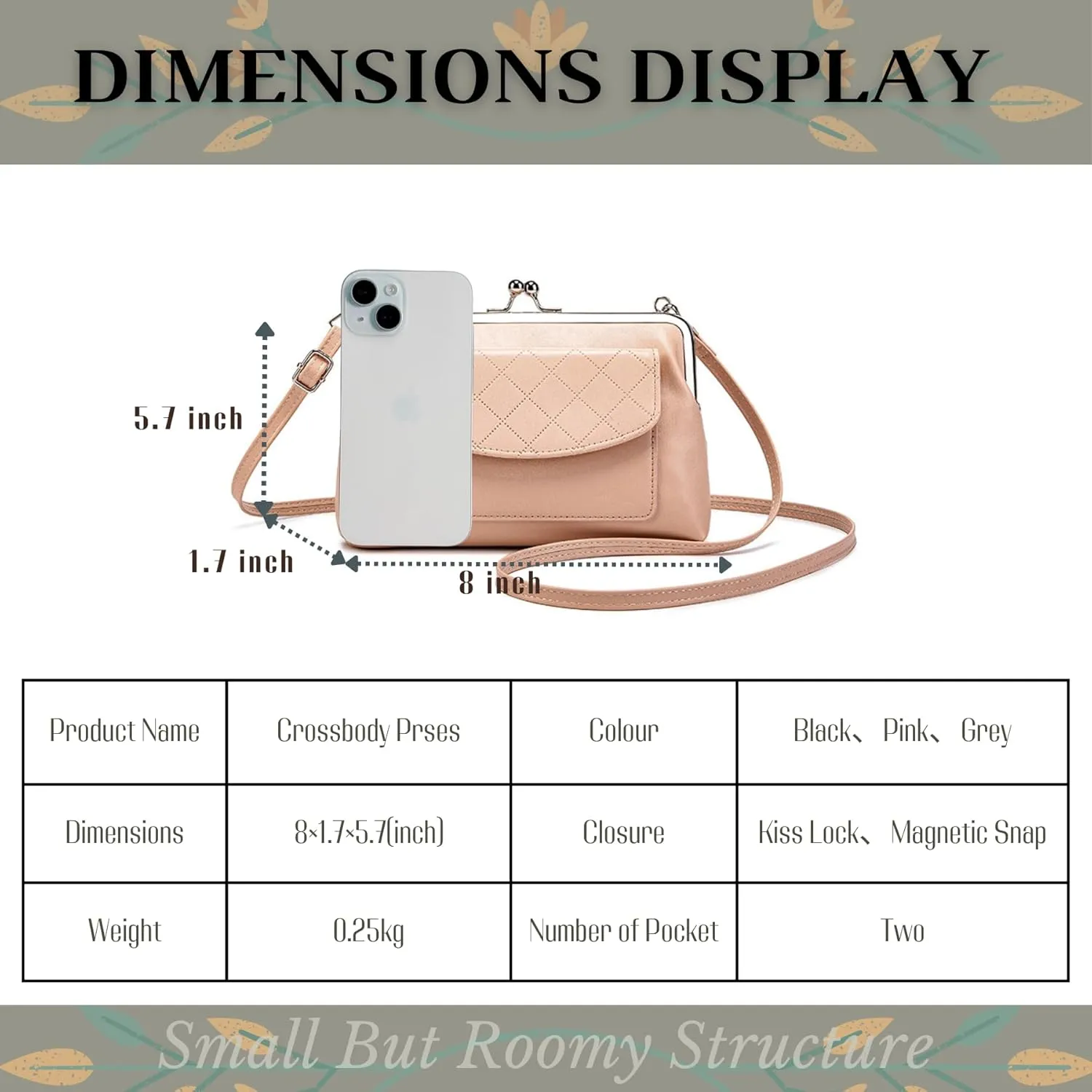 Crossbody Bags for Women Small Kiss Lock Shoulder Bags Phone Purse