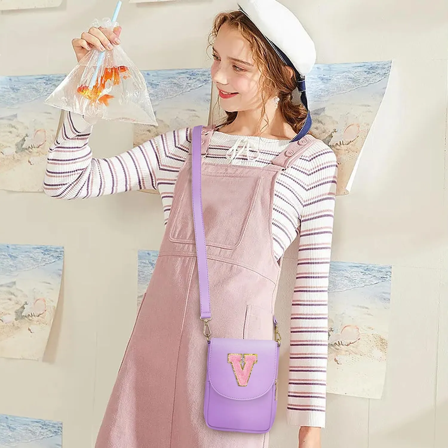 Crossbody Purse for Teen Girls Small Initial Cell Phone Toddler Purse Leather Triple Compartment Crossbody Bags