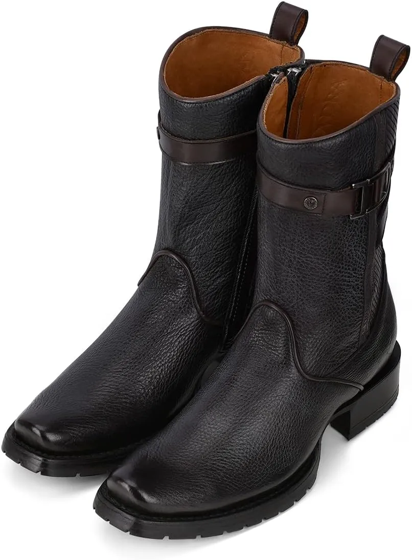 Cuadra Men's Boot in Bovine Leather Black with Zipper, 1J2JRS
