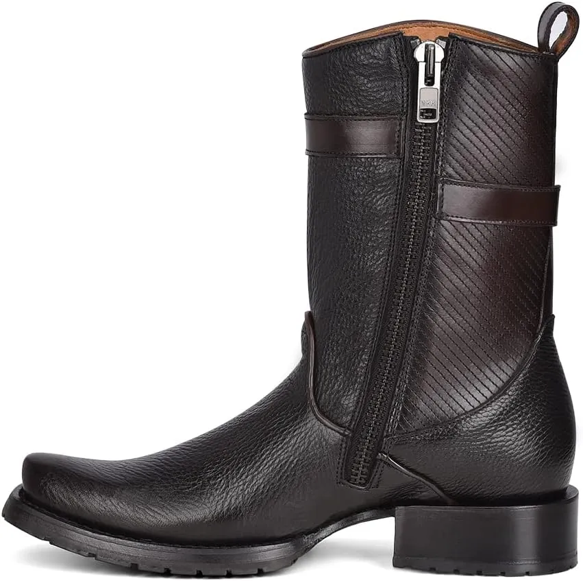 Cuadra Men's Boot in Bovine Leather Black with Zipper, 1J2JRS
