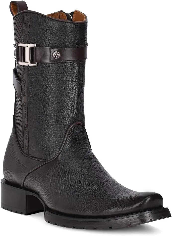 Cuadra Men's Boot in Bovine Leather Black with Zipper, 1J2JRS