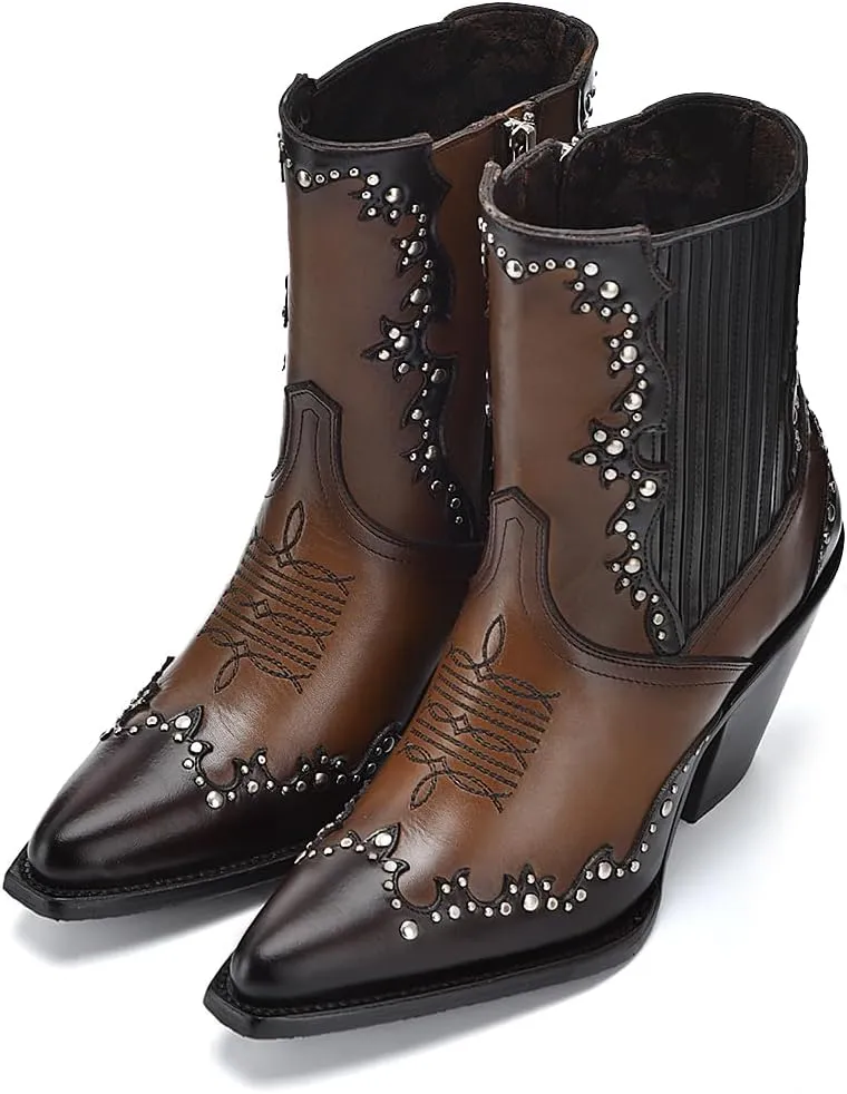 Cuadra Women's Bootie in Genuine Leather Brown 4W00RS