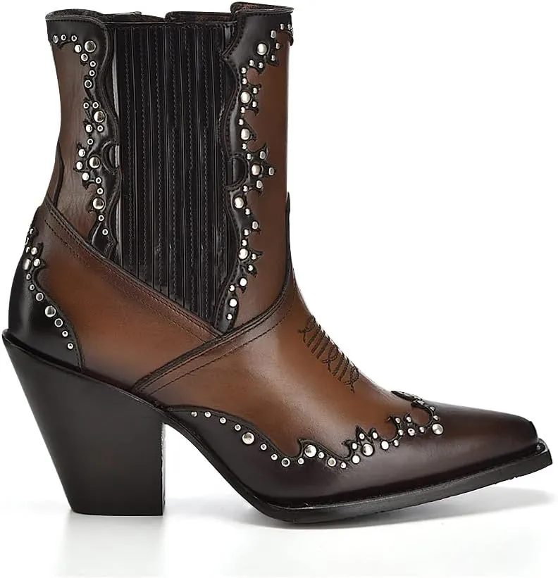 Cuadra Women's Bootie in Genuine Leather Brown 4W00RS