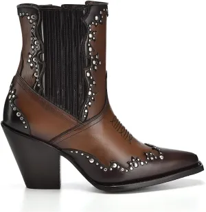 Cuadra Women's Bootie in Genuine Leather Brown 4W00RS