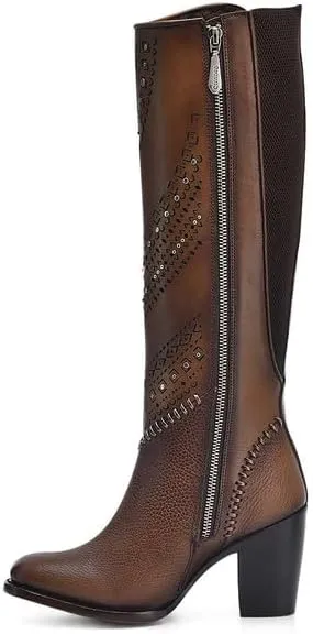 Cuadra Women's Tall Boot in Genuine Leather Brown 3W21RS