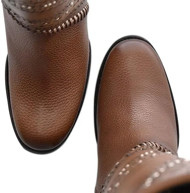 Cuadra Women's Tall Boot in Genuine Leather Brown 3W21RS
