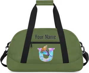 Custom Butterfly Letters Dance Duffle Bag Personalized Foldable Sports Cheer Travel Duffle Bag