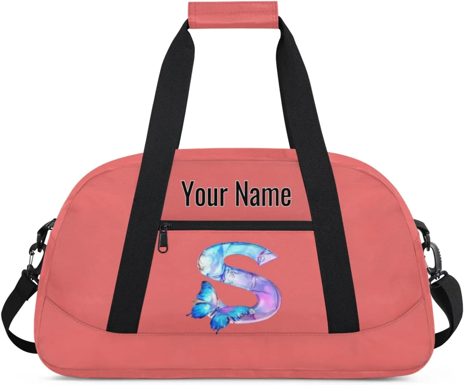 Custom Butterfly Letters Dance Duffle Bag Personalized Foldable Sports Cheer Travel Duffle Bag