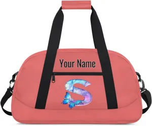 Custom Butterfly Letters Dance Duffle Bag Personalized Foldable Sports Cheer Travel Duffle Bag